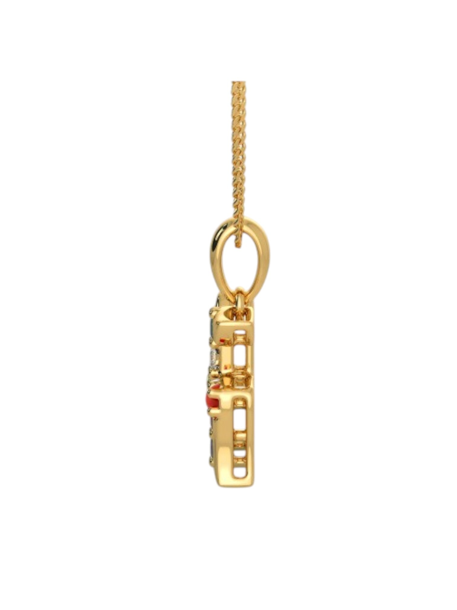 925 Sterling Silver Elegant Design CZ Stones Gold Plated Pendant With Chain For Women By Kesardeep